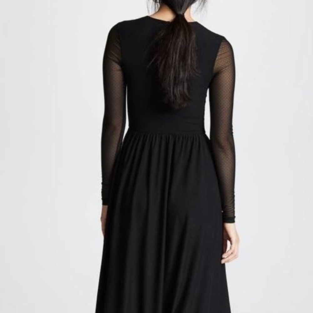 Ganni MIDI dotted mesh long sleeve dress in black - Picture 4 of 4